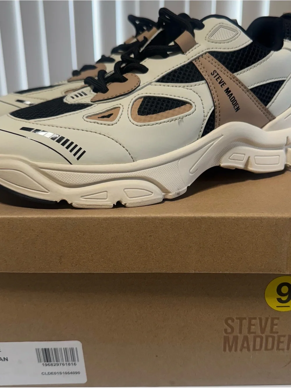Steve Madden Women’s Black, Cream & Tan Chunky Sneakers